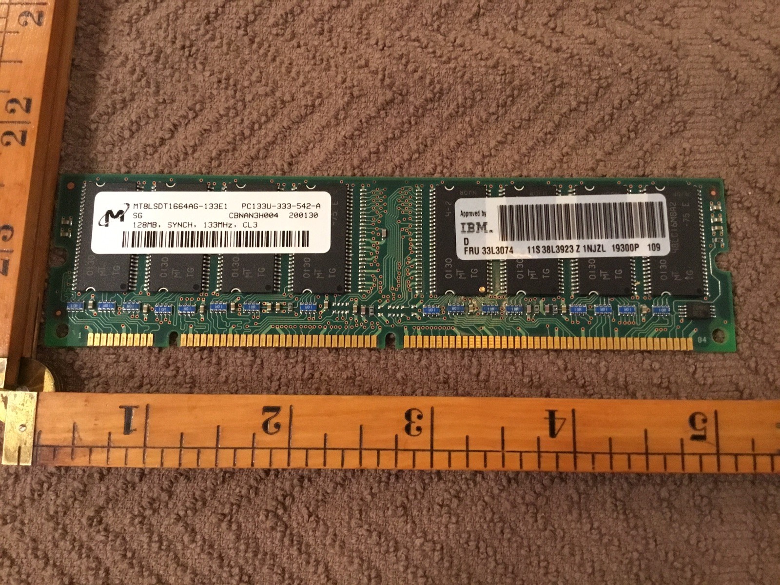 128MB PC-133 CL2 MICRON MT8LSDT1664AG-13EG3  MEMORY STICK DIMM For IBM
