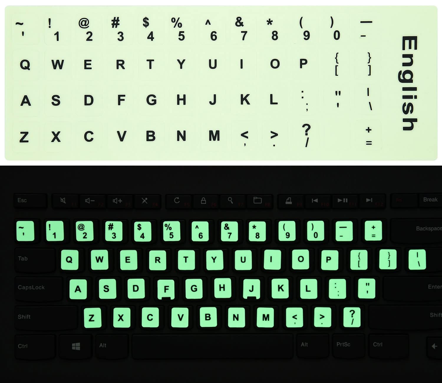 2PCS Pack Universal English Keyboard 7.09 x 2.56 inches, English-Glow
