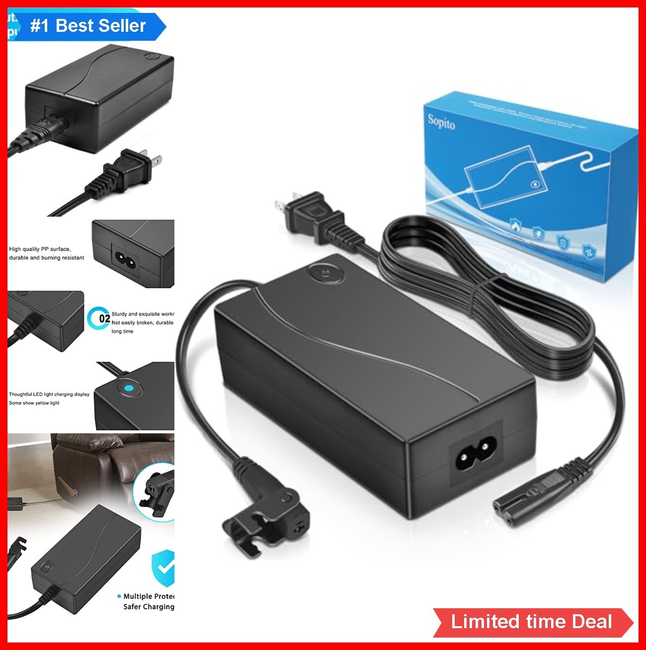 Power Recliner Power Supply 29V 2A 58W AC Adapter 2-Pin Cord for Lift Chair