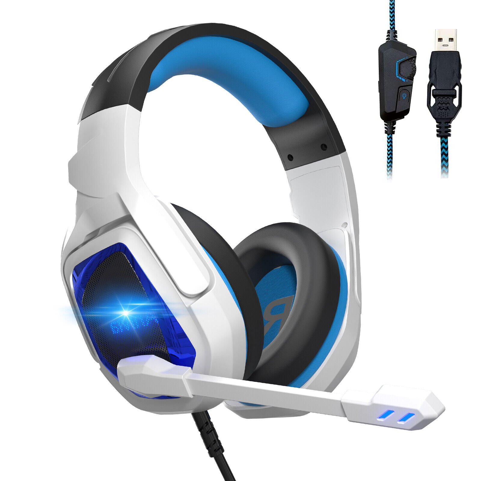 USB PC Noise Cancelling Headphones Wired 7.1 Surround Gaming Headset with Mic 