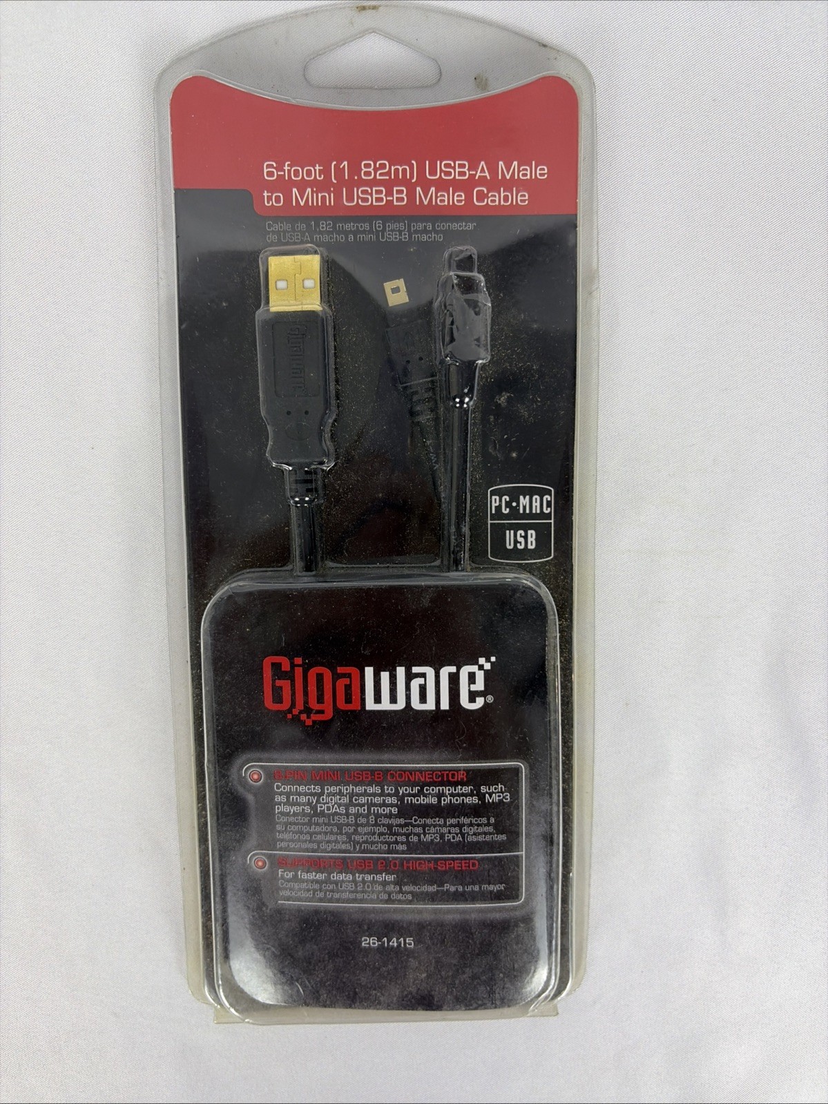 Gigaware 26-1415 6 foot USB-A Male to Mini USB-B Male Cable 8 Pin 2601415 UC-E6