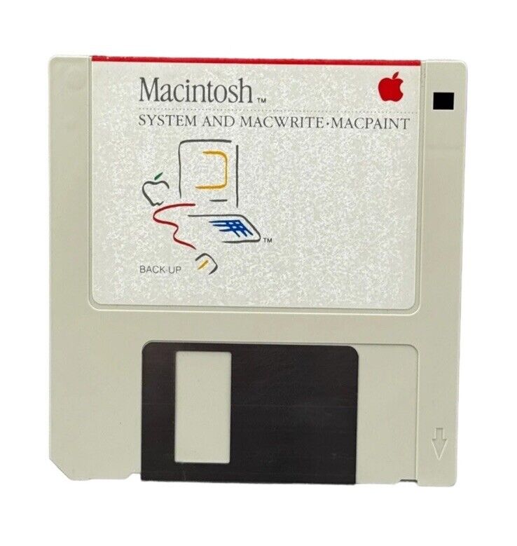RARE Vintage 1984 3.5 Floppy Disk Macintosh System MacWrite MacPaint OEM VG READ