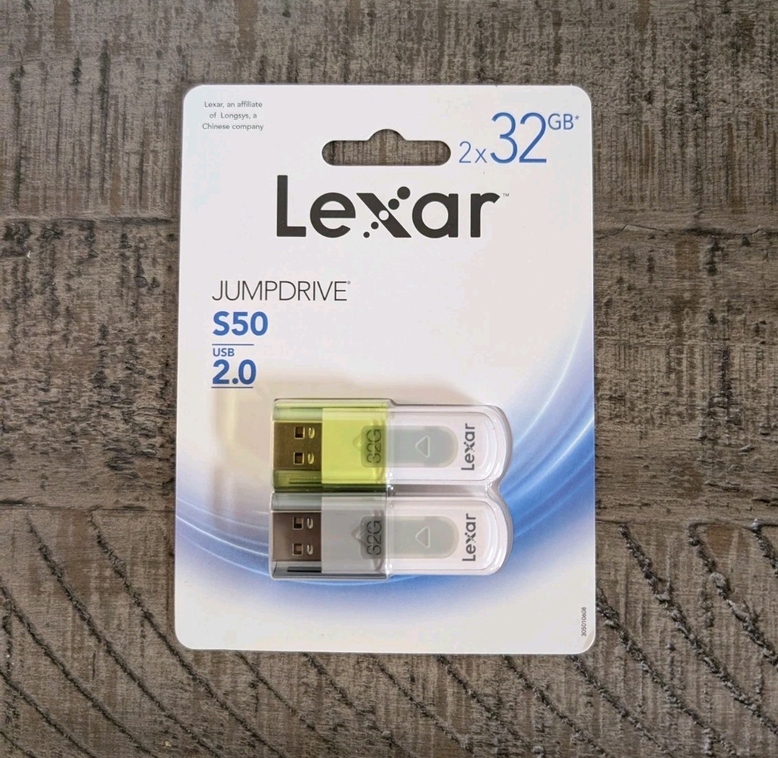 x2 Lexar By Micron Jumpdrive S50 USB 2.0 New 32 GB Memory Storage Device Colored
