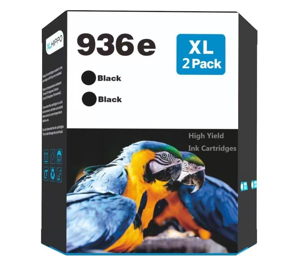 XLhippo 936e Black Ink Cartridge for HP OfficeJet Pro 9130e 9135e 9730e (2 Pack)