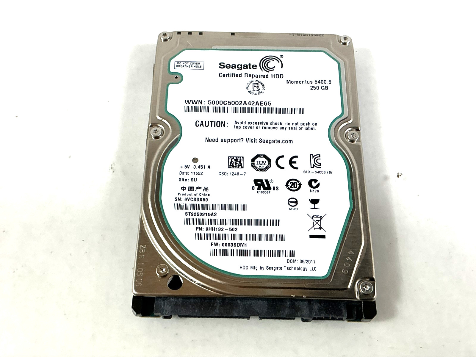 Seagate 250GB 2.5" SATA 5400RPM Laptop Hard Drive - ST9250315AS