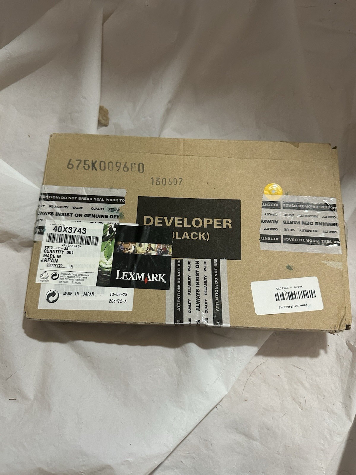 Genuine $130 On Amazon Lexmark 40X3743 Black Developer-New Sealed B3