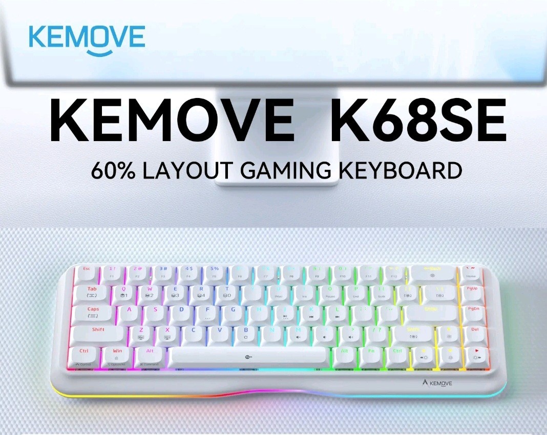Kemove K68SE USB-C Angel 60% Mechanical Gaming Keyboard Red Switches 