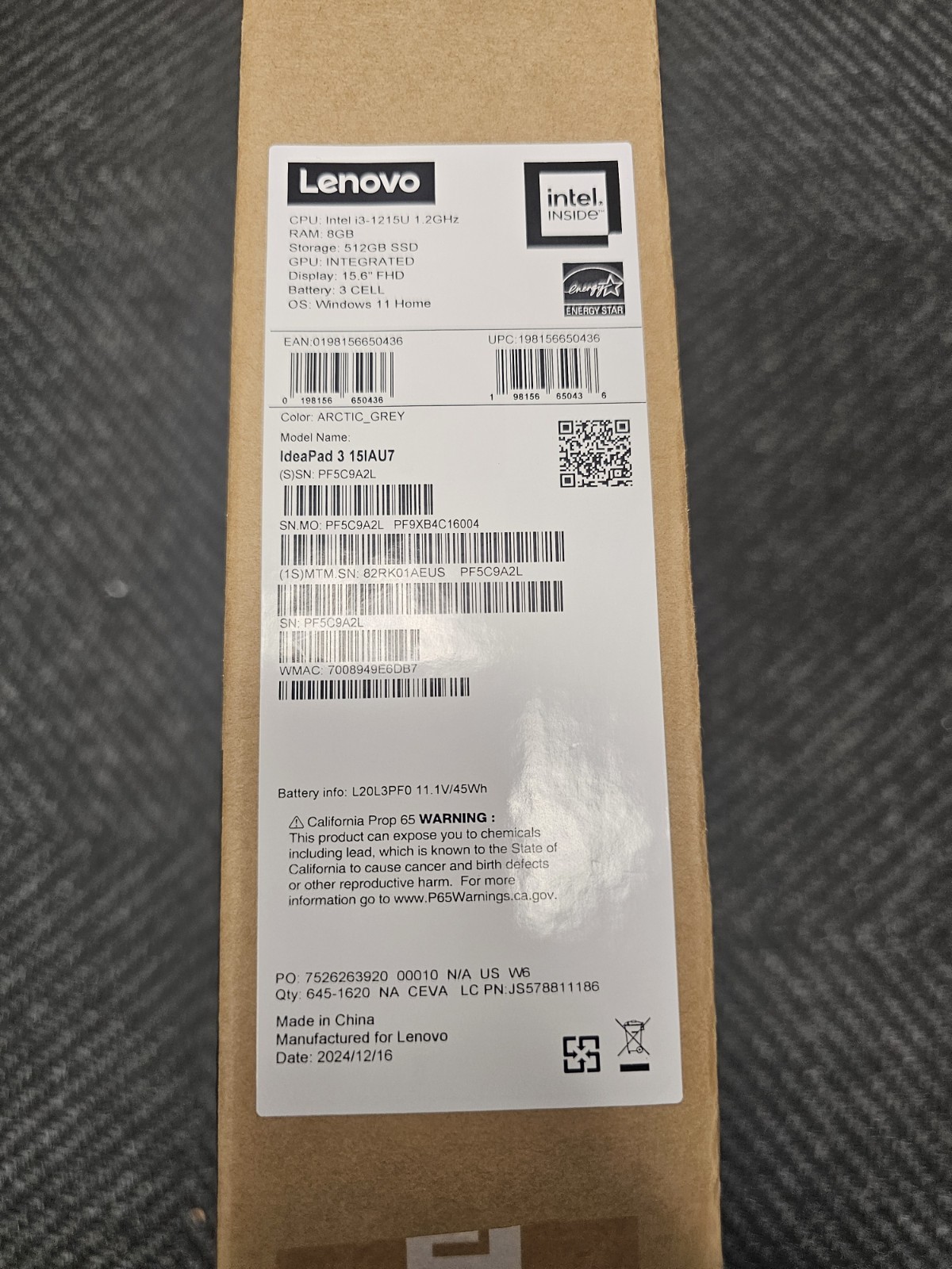 BRAND NEW SEALED Lenovo IdeaPad 3 15.6" Laptop (Intel i3, 8GB RAM, 512GB SSD)
