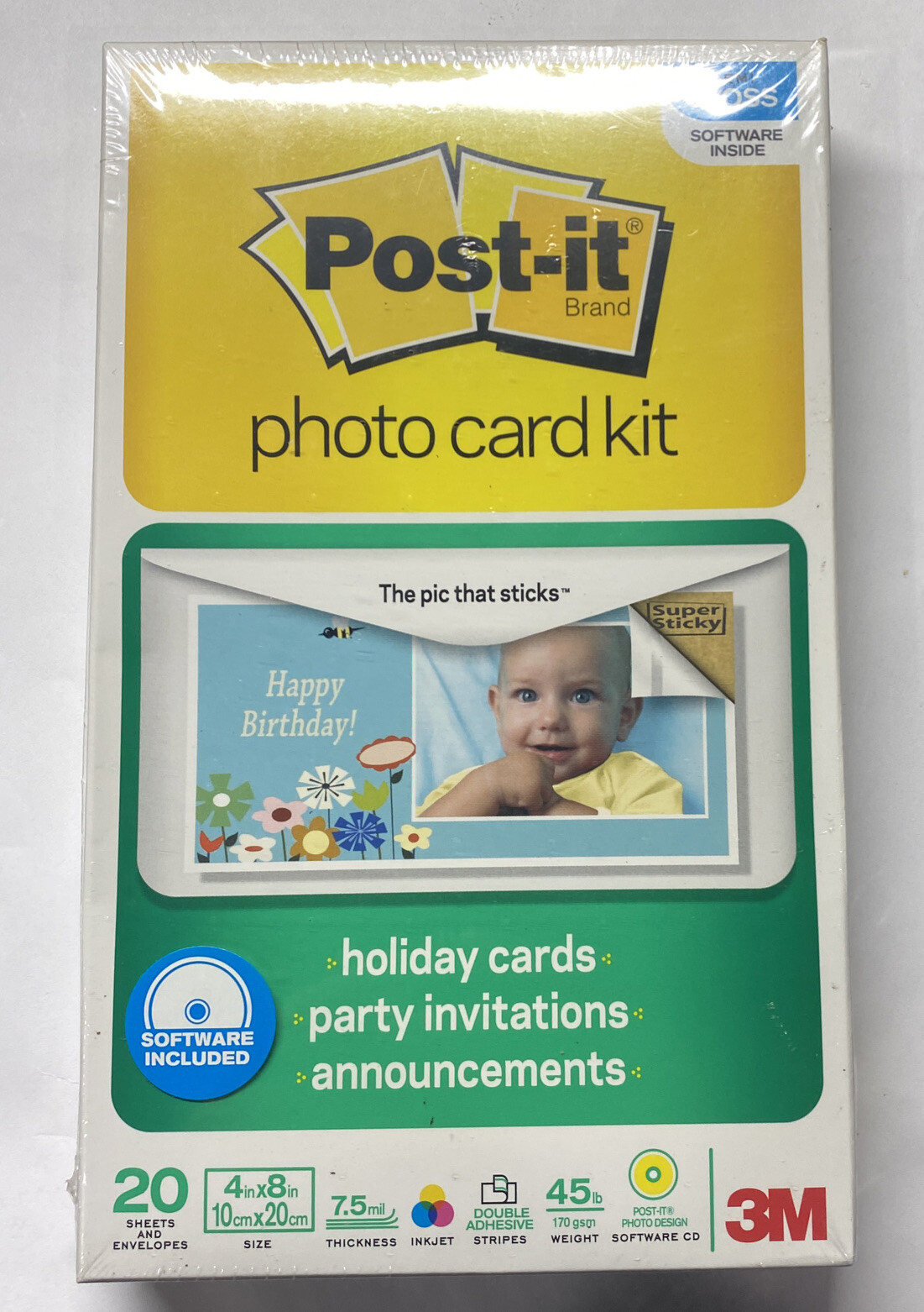 Post-it Photo Holiday 4 X 8" Card Kit  20 Semi Gloss Software Included Inside 