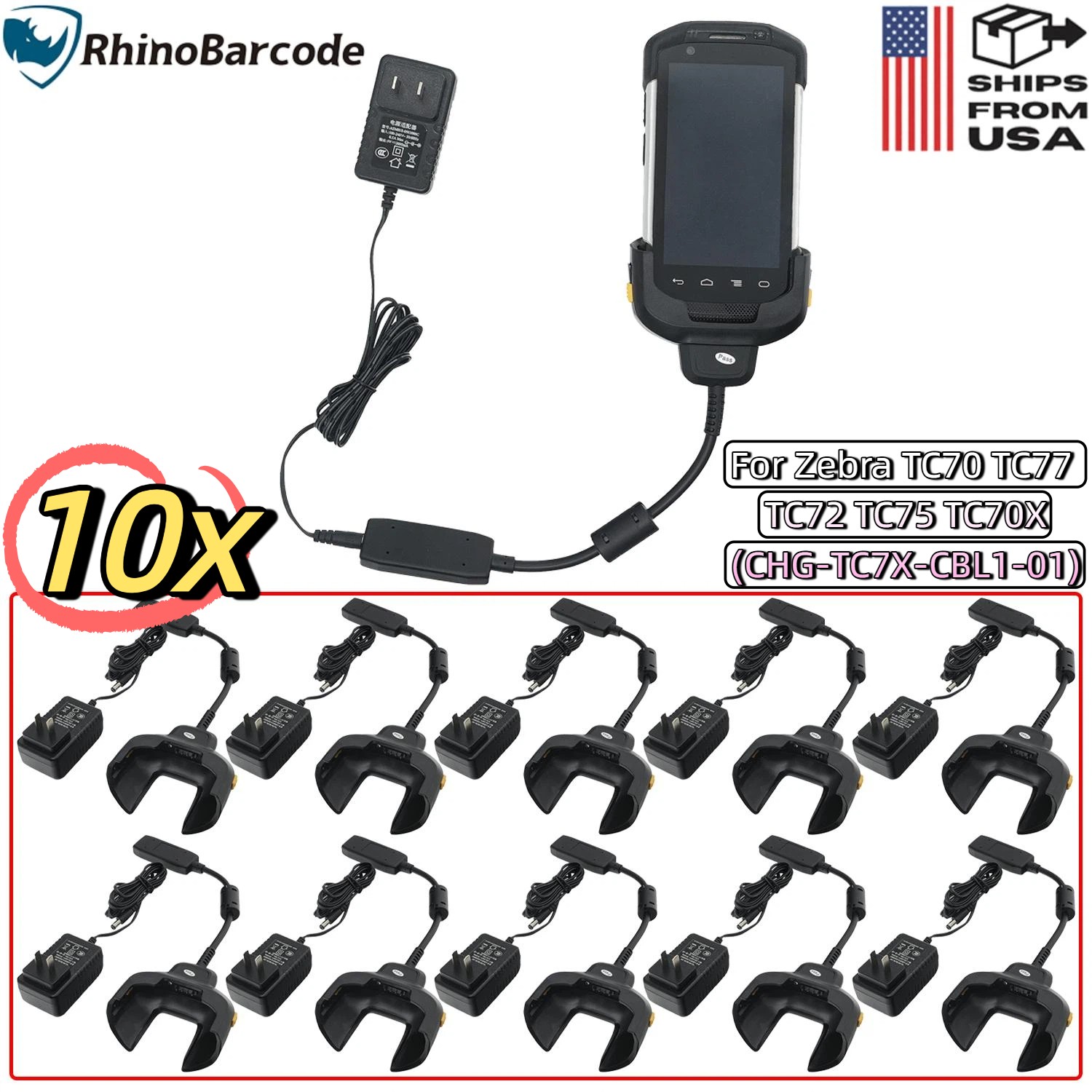 10pcs TC70 TC77 TC72 TC75 TC70X Scanner Charger Cable for Zebra CHG-TC7X-CBL1-01