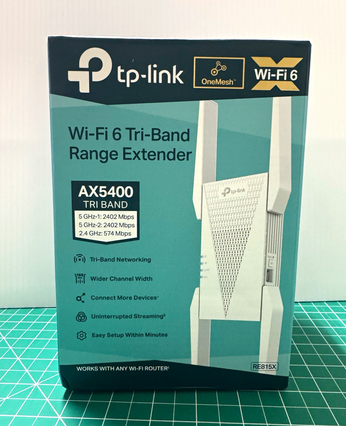 TP-Link RE815X Wi‑Fi 6 AX5400 Tri‑Band Range Extender OneMesh