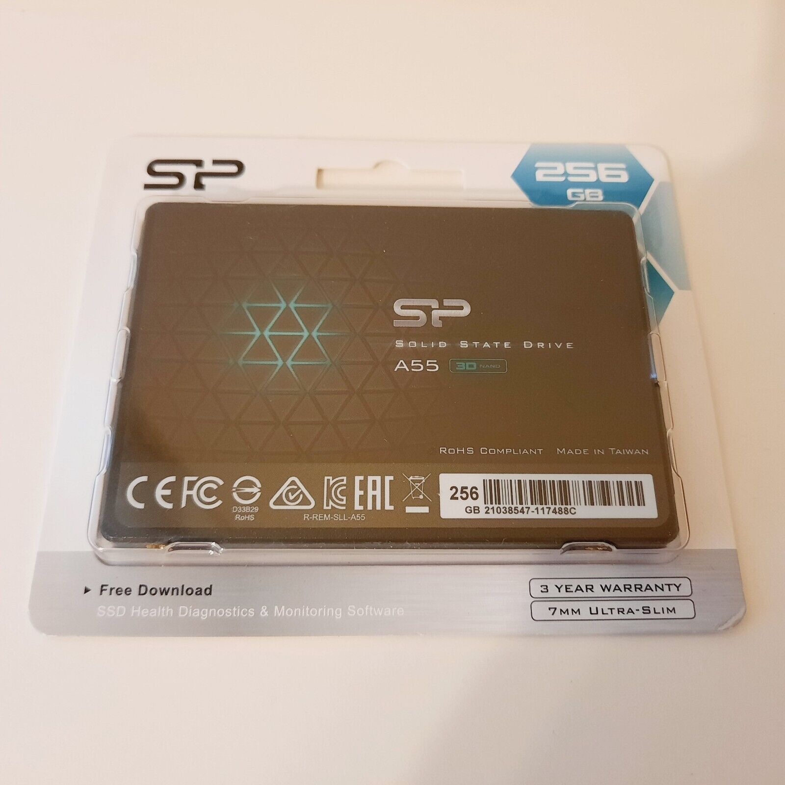 New Silicon Power 256GB SSD - ACE A55 3D NAND SLC SATA III - SU256GBSS3A55S25NB