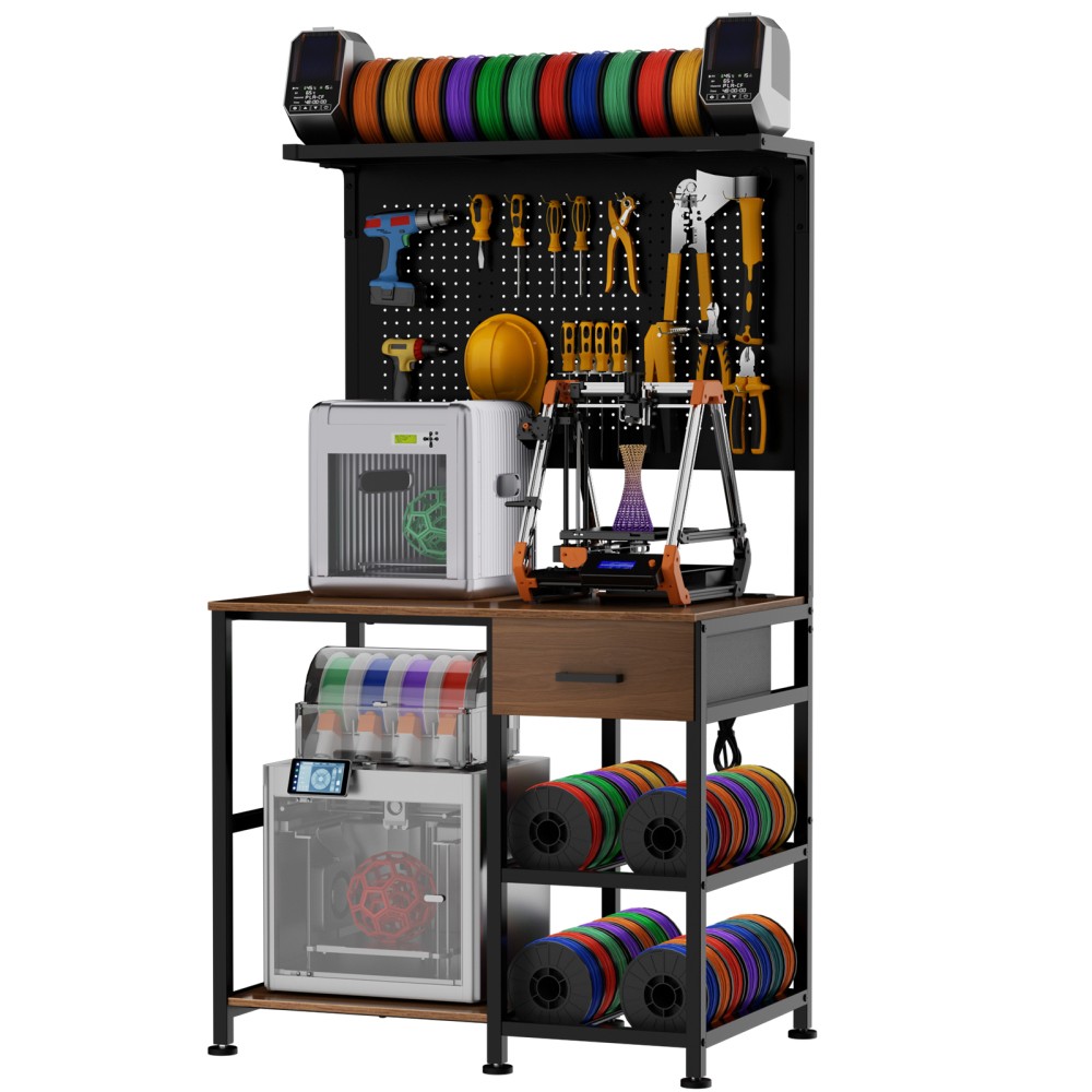 3D Printer Stand With Filament Storage Workstation, Heavy Duty Printer Workbench