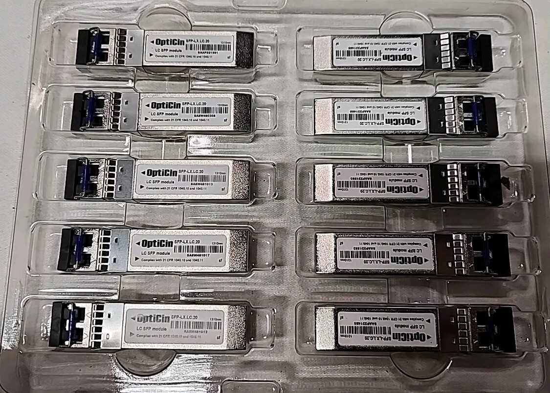 Opticin Lot Of 10 1.25G SFP-LX.LC.20 1310 Fiber Transceiver 1310nm LC 20KM
