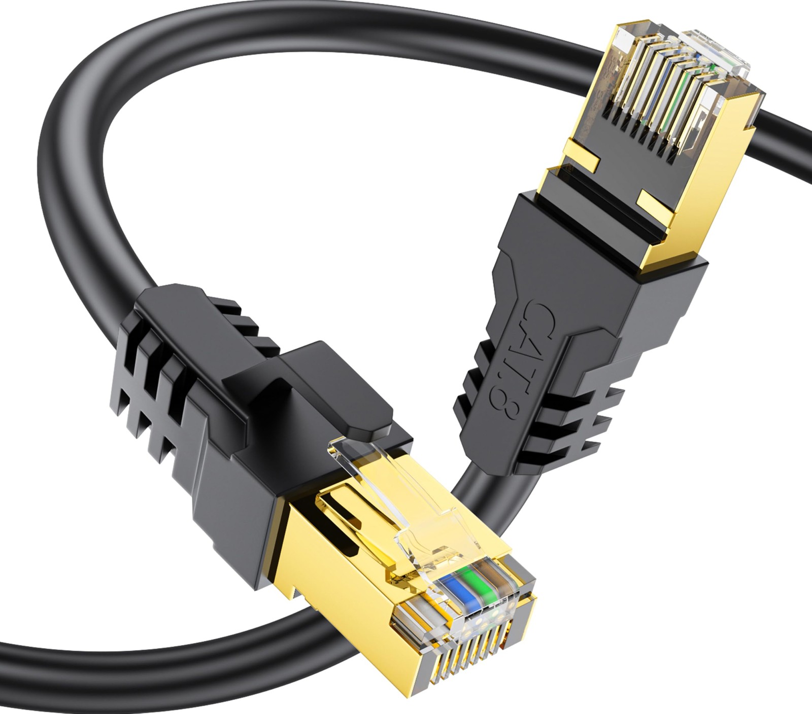 Cat 8 Ethernet Cable 8FT,High Speed 40Gbps,2000Mhz,26AWG,Gold Plated RJ45 Con...