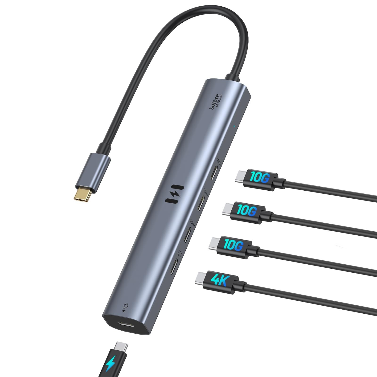 10Gbps USB C Hub with 4K@60Hz Video Display, Selore 5 Ports USB C Splitter 10...