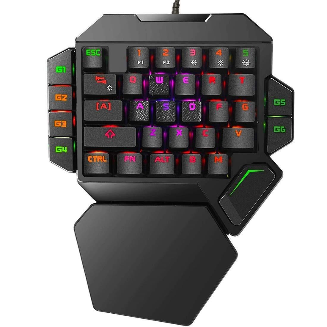RGB One Handed Mechanical Gaming KeyboardColorful Backlit Professional Gaming...
