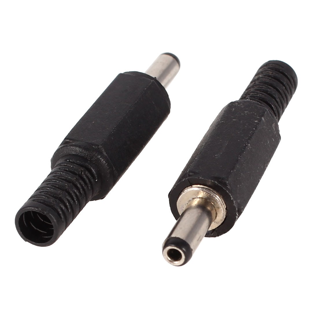 2 Pcs Black Plastic Cover 3.4mm x 1.3mm DC Power Male Jack Connector Adapter
