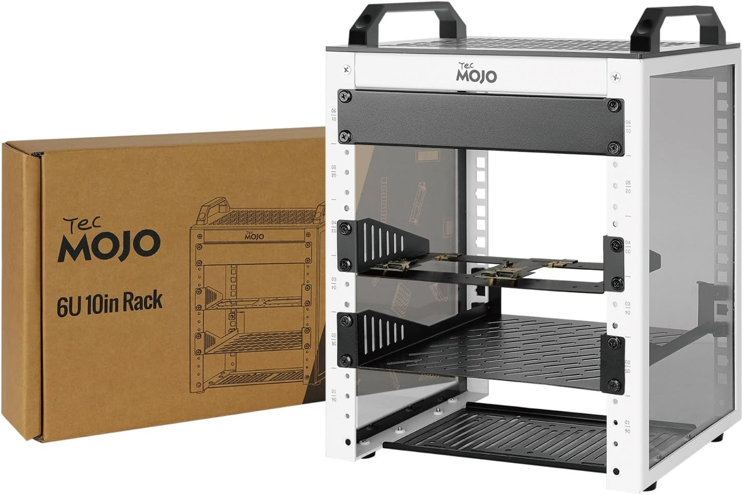 6U Network Rack, 10 inch Mini Server Rack with 2 Side Translucent Panels & 2 Top