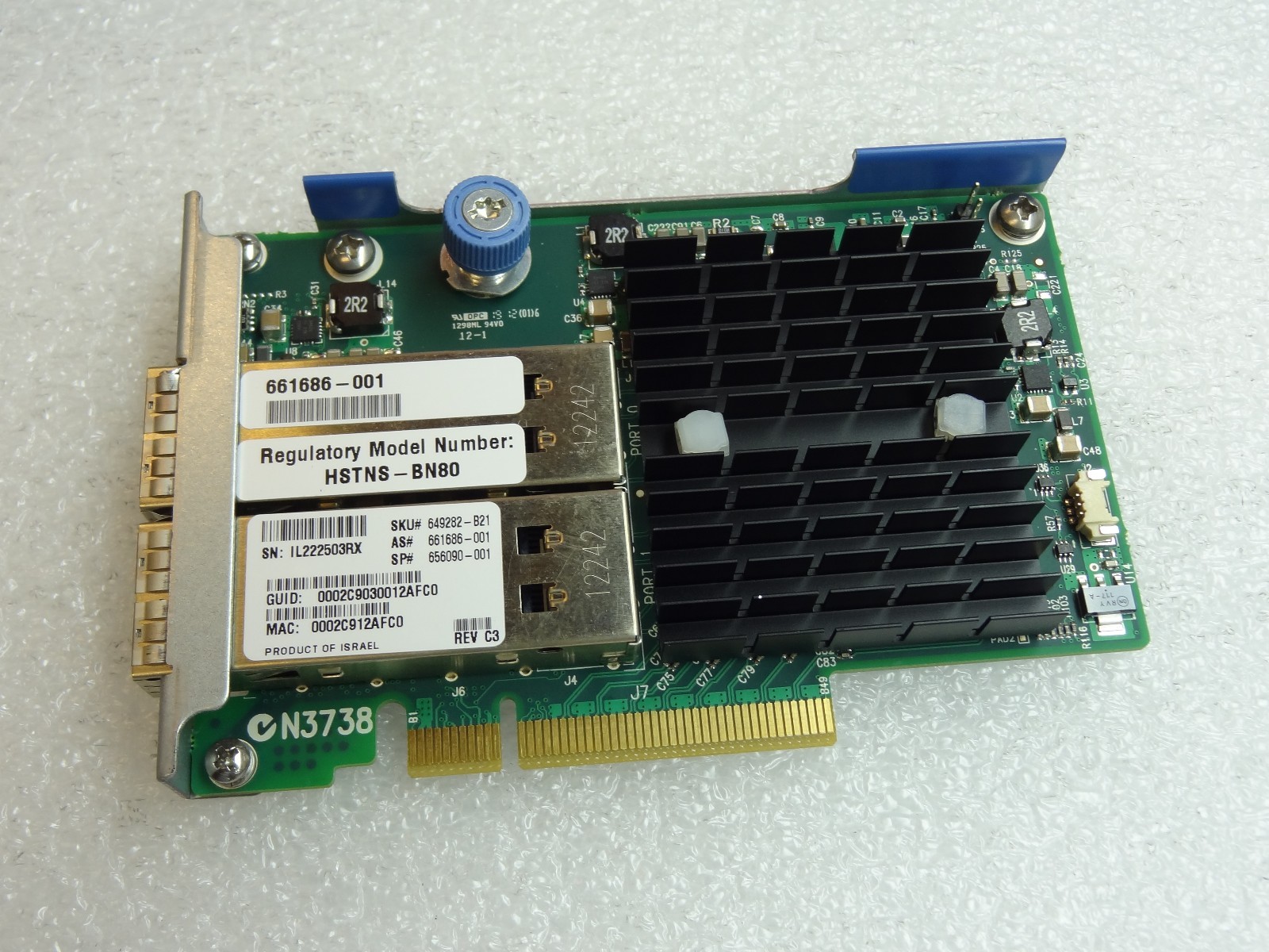 HP 661686-001 Infiniband 2-Port 10/40/GB HBA 649282-B21 HSTNS-BN80 #TQ1741
