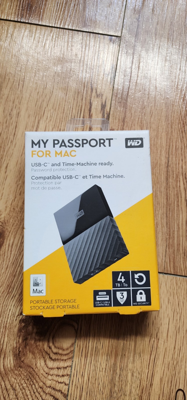 WD 4TB My Passport Portable Hard Drive For Mac USB C 3.0 Black
