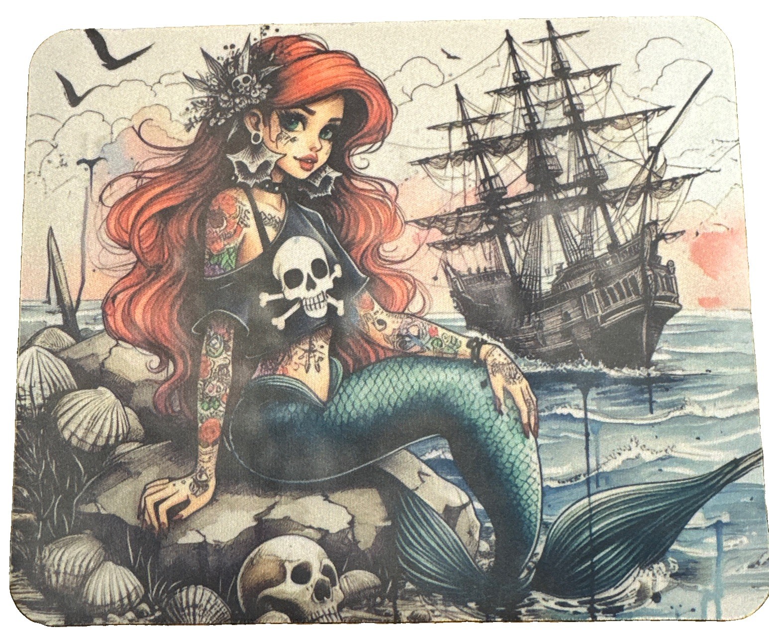 Mouse pad Featuring Gothic Mermaid Nautical Scene
