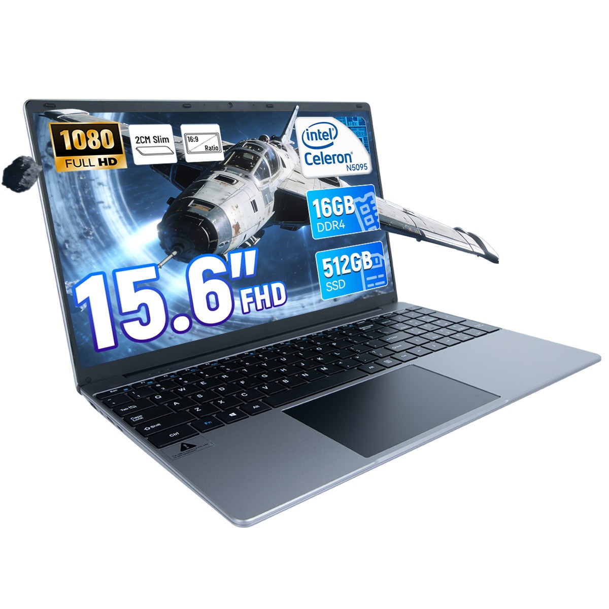 Windows 11 Laptop PC 16GB+ 512 SSD + TF card slot Quad Core 15.6" Dual Wifi