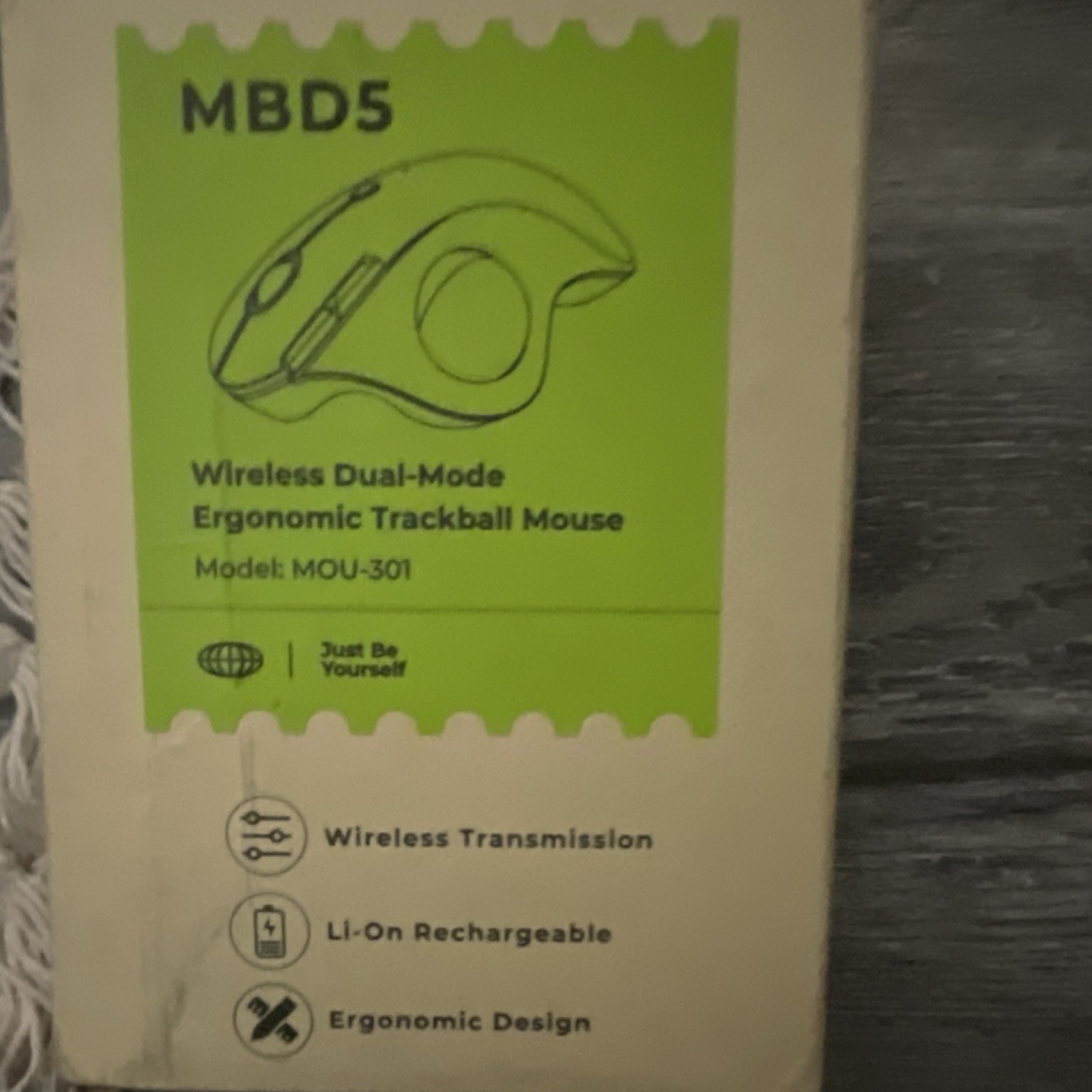 Seenda Wireless Dual-Mode Ergonomic Trackball Mouse MBD5 Li-On Rechargeable