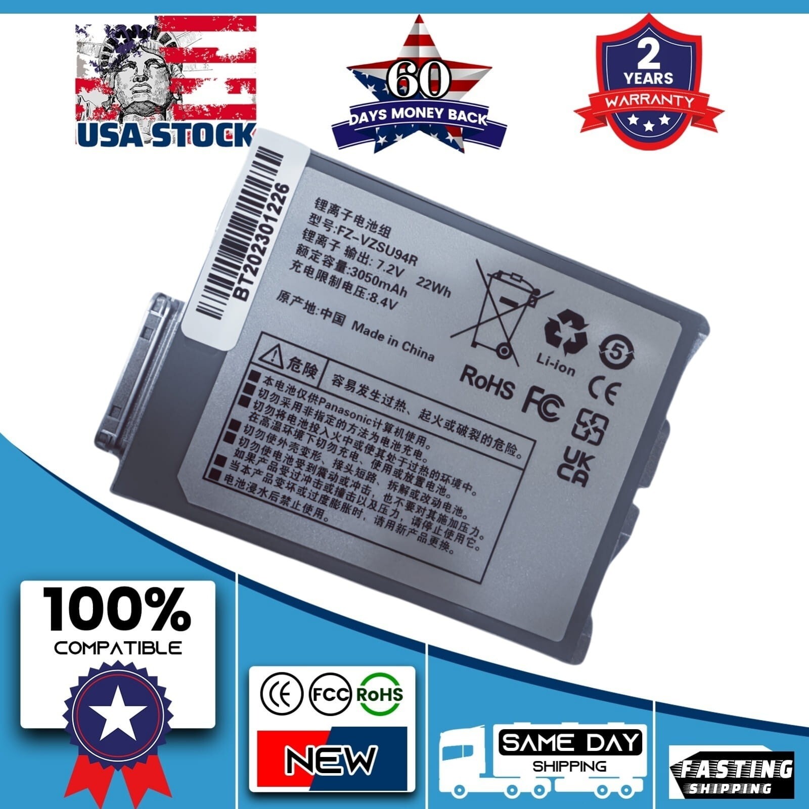 New FZ-VZSU94R FZ-VZSU94W FZ-VZSU95W Battery for Panasonic ToughBook FZ-M1 FZ-B2