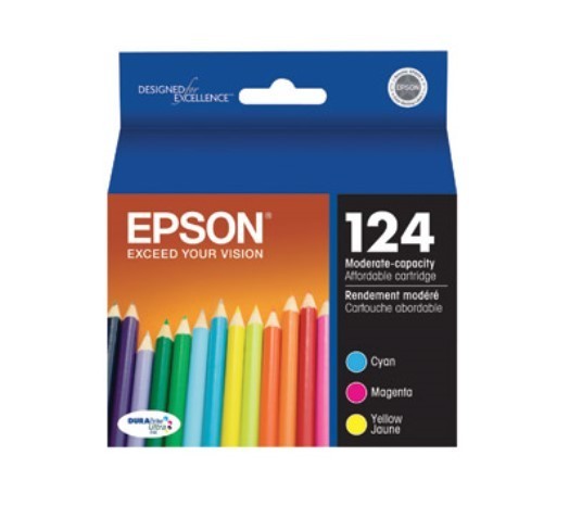 SET of 3 New Genuine SEALED Epson 124 Cyan Magenta Yellow Inkjet Cartridges 2020