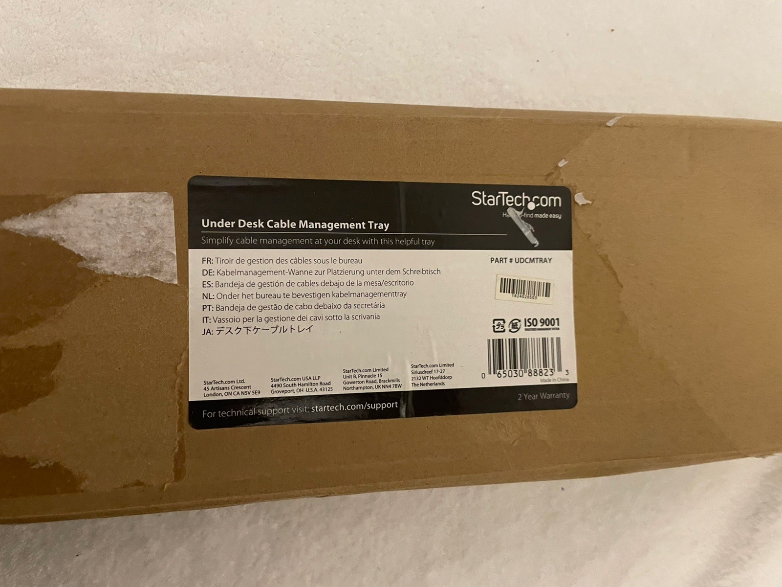 StarTech.com Under Desk Cable Management Tray - Office/Standing Desk Cable Tray