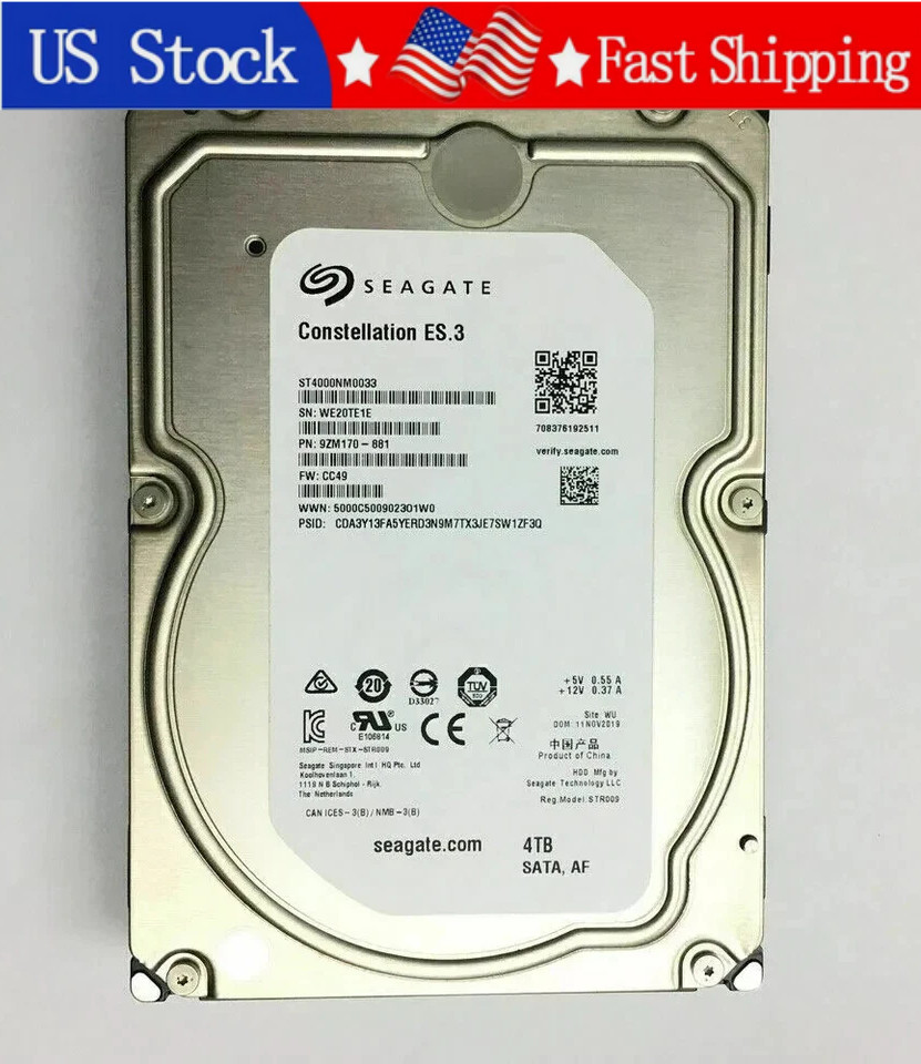 New Dell ST4000NM0033 7200RPM ES.3 4TB 6Gb/s 64MB 3.5" SATA HDD Hard Drive