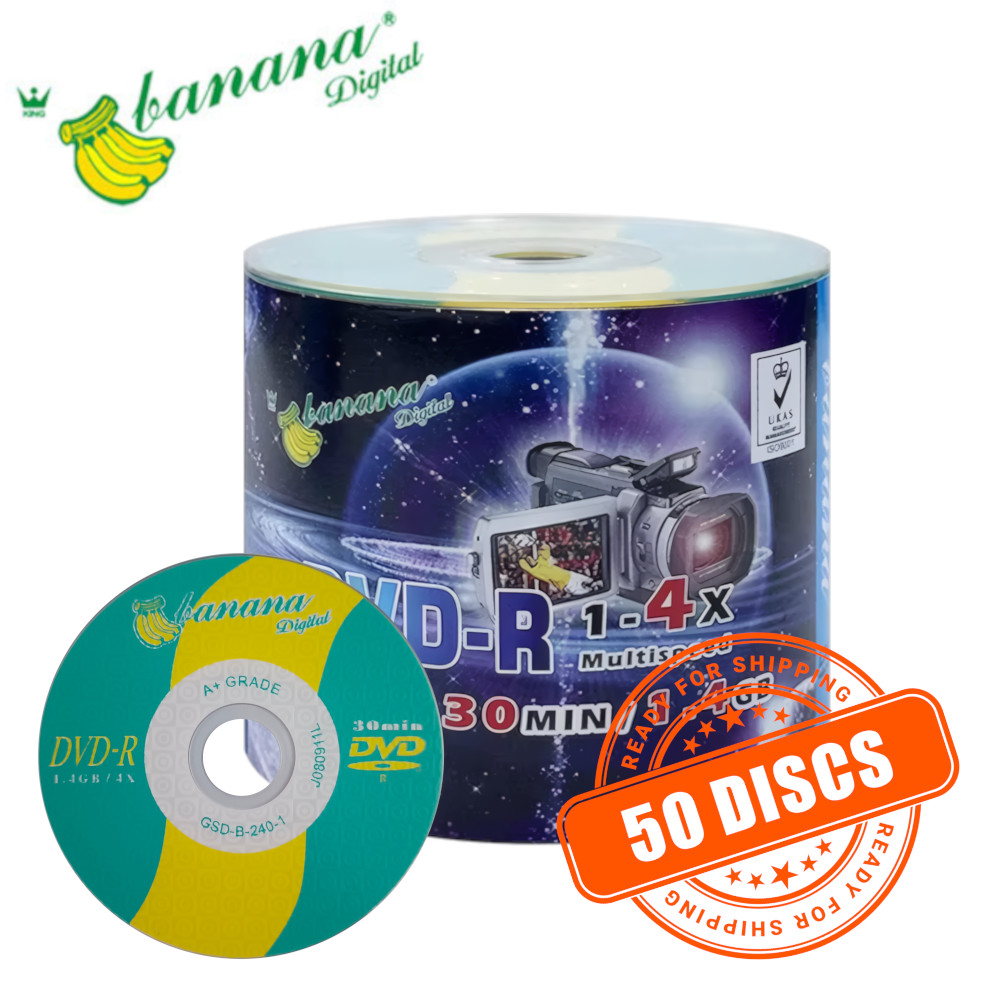 Banana Digital Mini DVD-R 4x 8cm 3" Disc 1.4 GB Blank DVD Recordable - 50 Discs