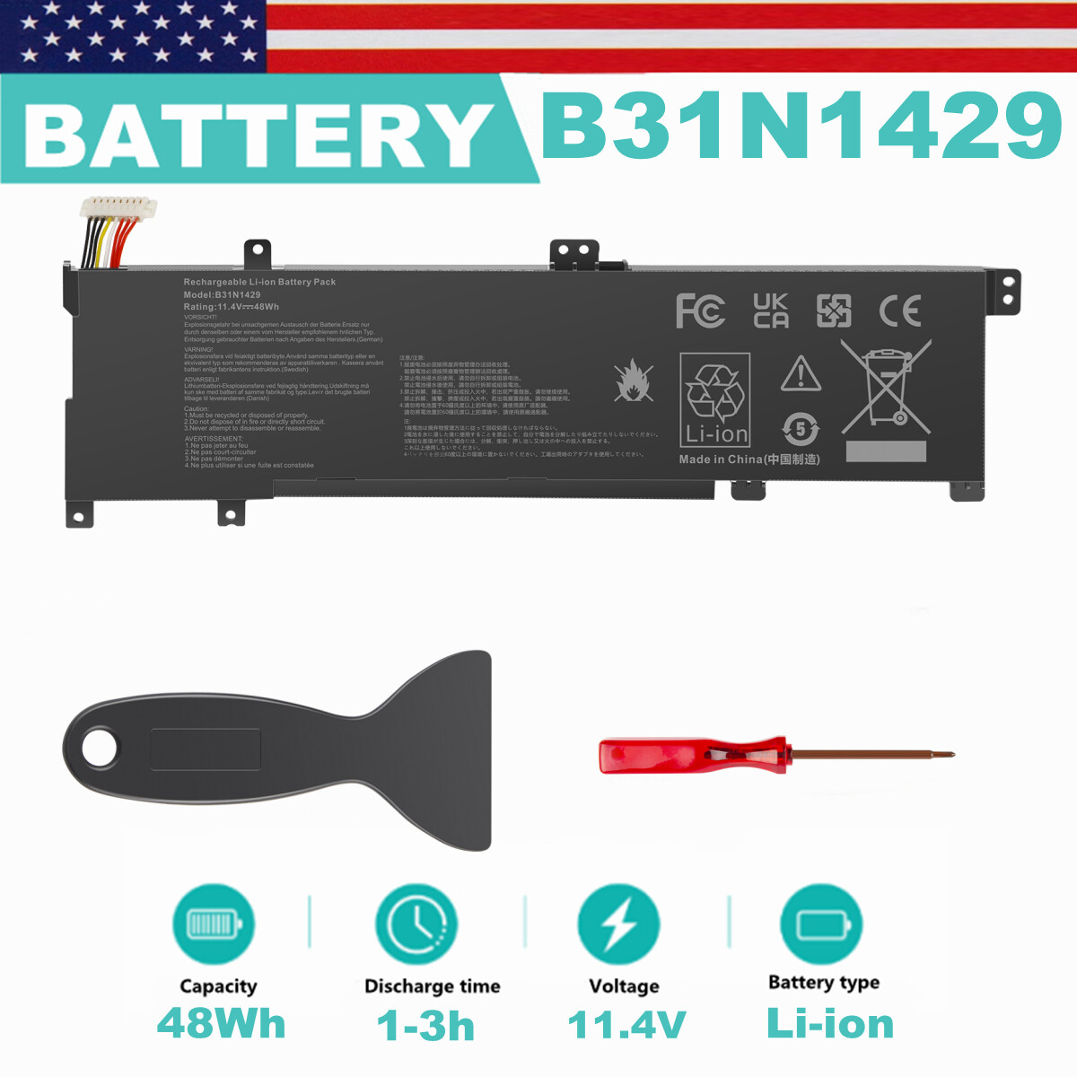 B31N1429 Battery For ASUS Vivobook K501U K501UW K501L K501LX K501LB K501UB A501