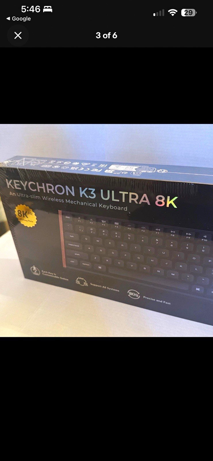 Keychron K3 Ultra 8K Wireless Hot-Swappable RGB QWERTY Keyboard Black