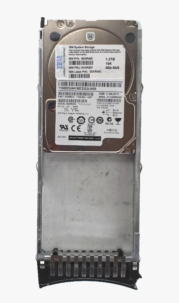 IBM 00AR400 1.2TB 2.5'' 10K 6Gb SAS HDD 00AR327 ST1200MM007 w/ caddy 45W2107