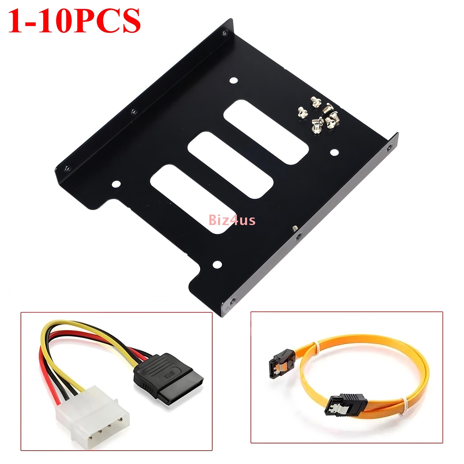 Lot 2.5" to 3.5" Bracket SSD HDD Adapter+ SATA Cable+ Power Cable for PC US SHIP
