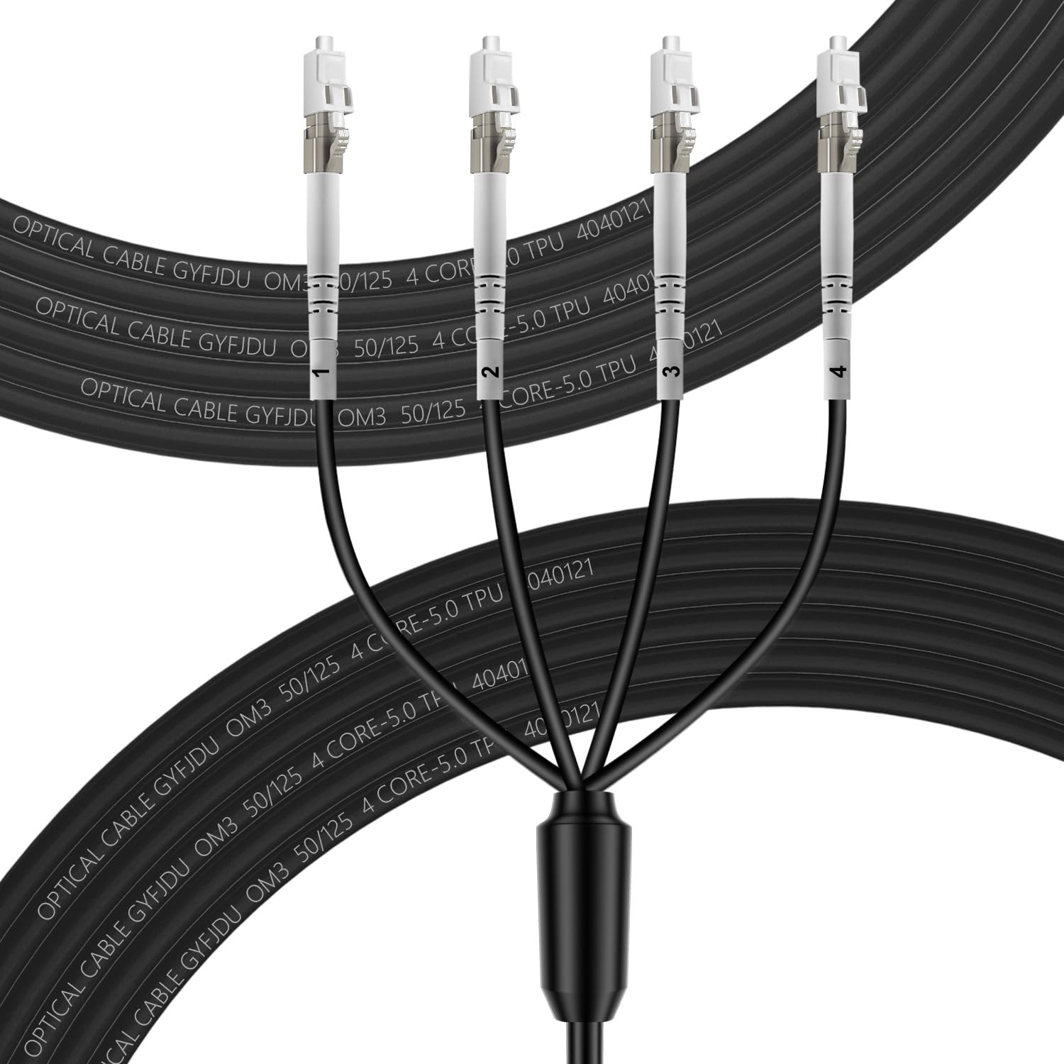OM3 4 Strand Multimode Fiber Cable, 50M/164Ft, LC to LC, 10GB/40GB, Direct Buria