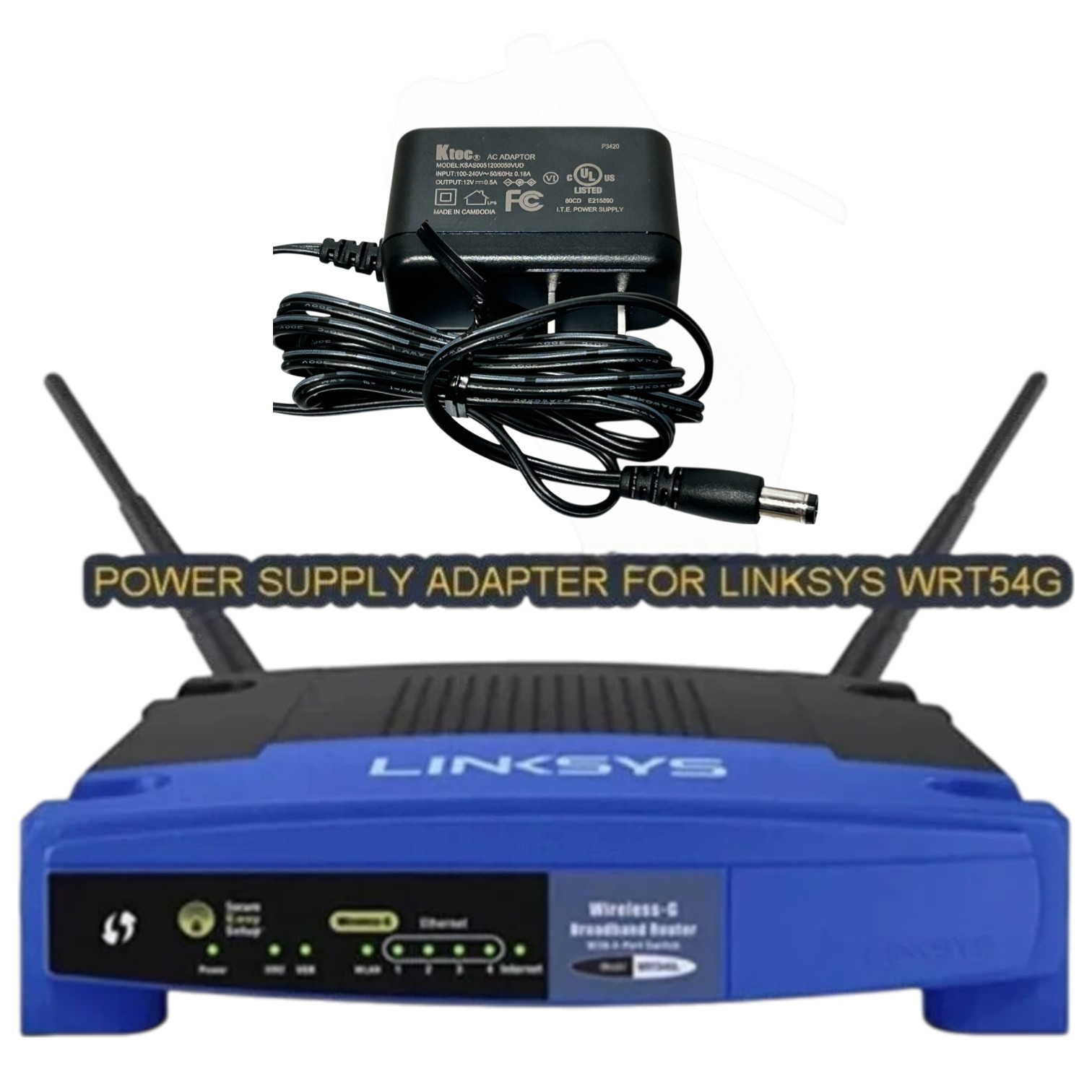 POWER SUPPLY ADAPTER LINKSYS 4 WRT54G-BP WRT54G-TM WRT54GL WRT54GP2 WRT54G V5/6 