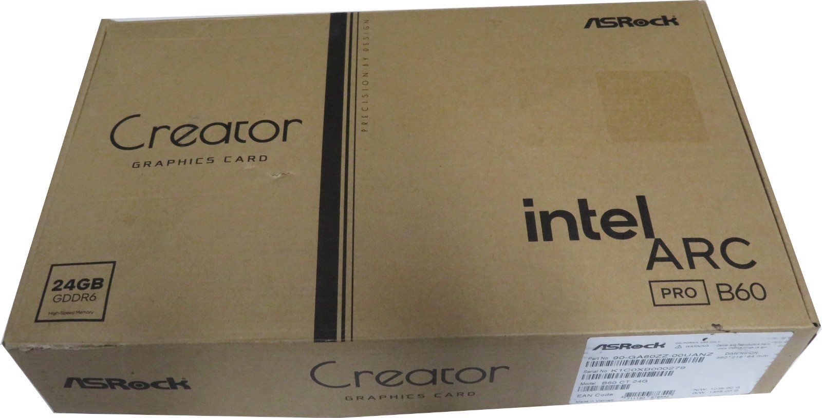 ASRock Intel Arc Pro B60 Creator 24GB GDDR6 AI & Workstation AI Graphics Card