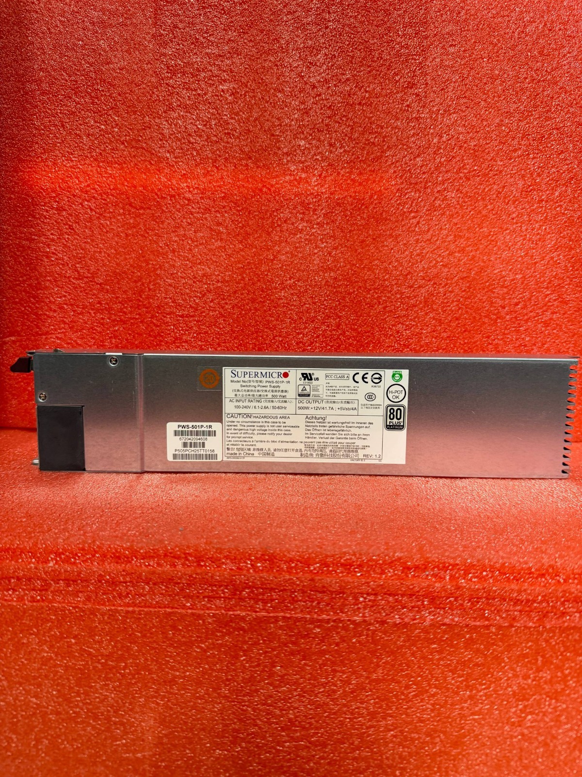 Supermicro PWS-501P-1R 500W 1U 80 Plus Platinum Redundant Power Supply