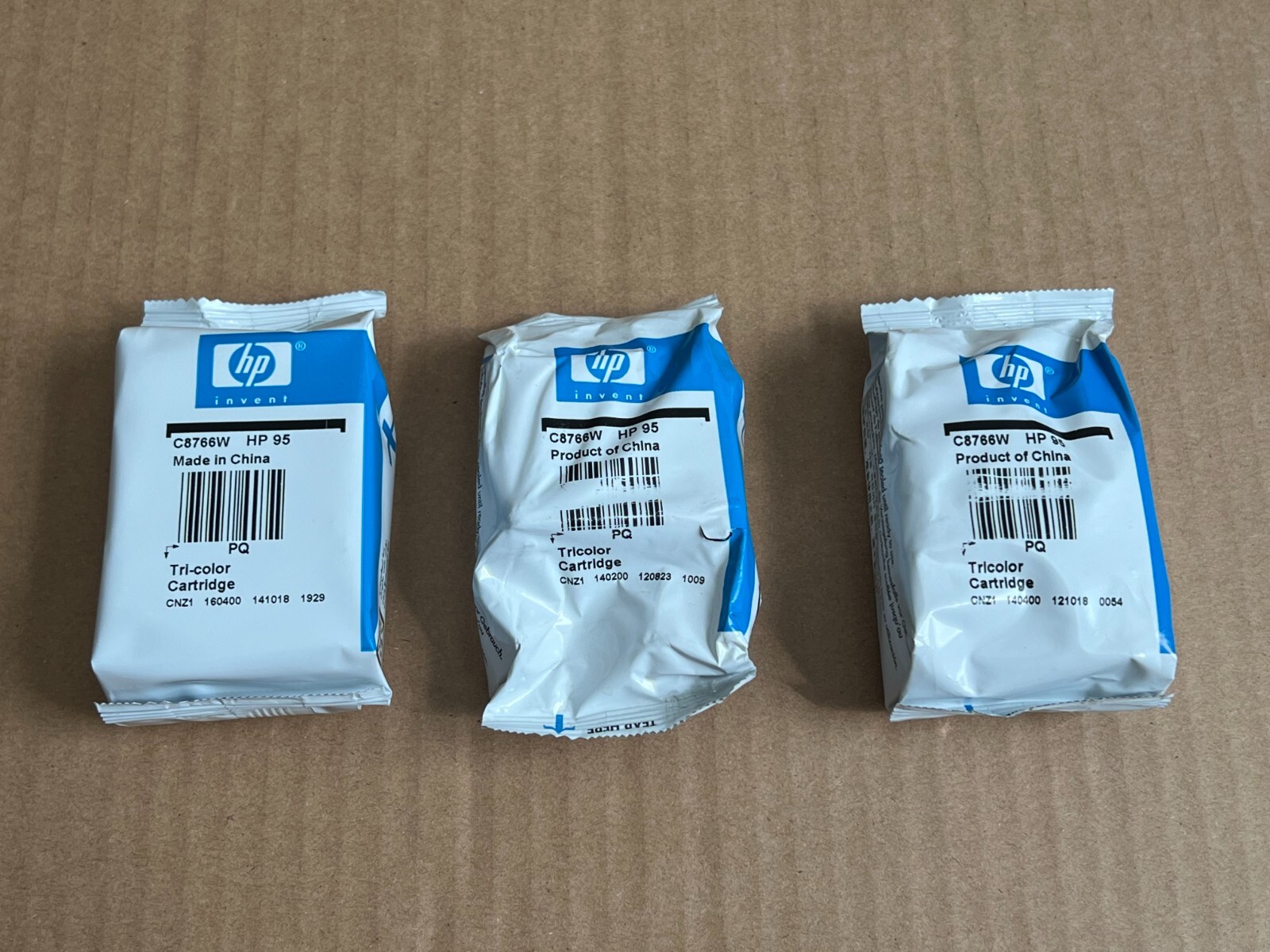OEM Genuine Lot of 3 HP 95 TriColor Ink Cartridges C8766W NO BOX New Sealed