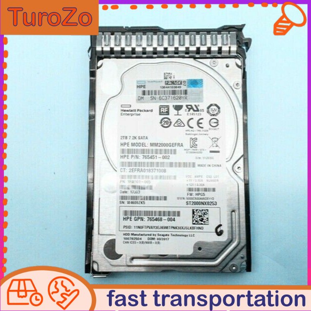 HP 765869-001 NEW 765455-B21 SATA 2TB 6G MIDLINE 7.2K SFF (2.5IN) SC 512E DS HDD