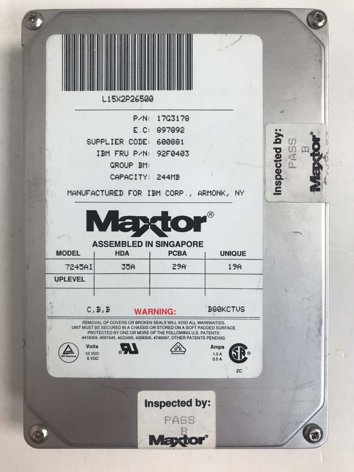 IBM 92F0403 17G3178 244MB IDE HARD DRIVE MAXTOR 7245AI  WITH WARRANTY