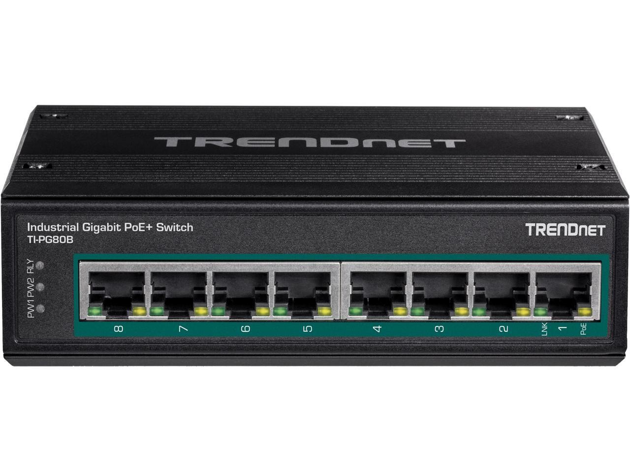 TRENDnet 8-Port Hardened Industrial Unmanaged Gigabit 10/100/1000Mbps DIN-Rail S