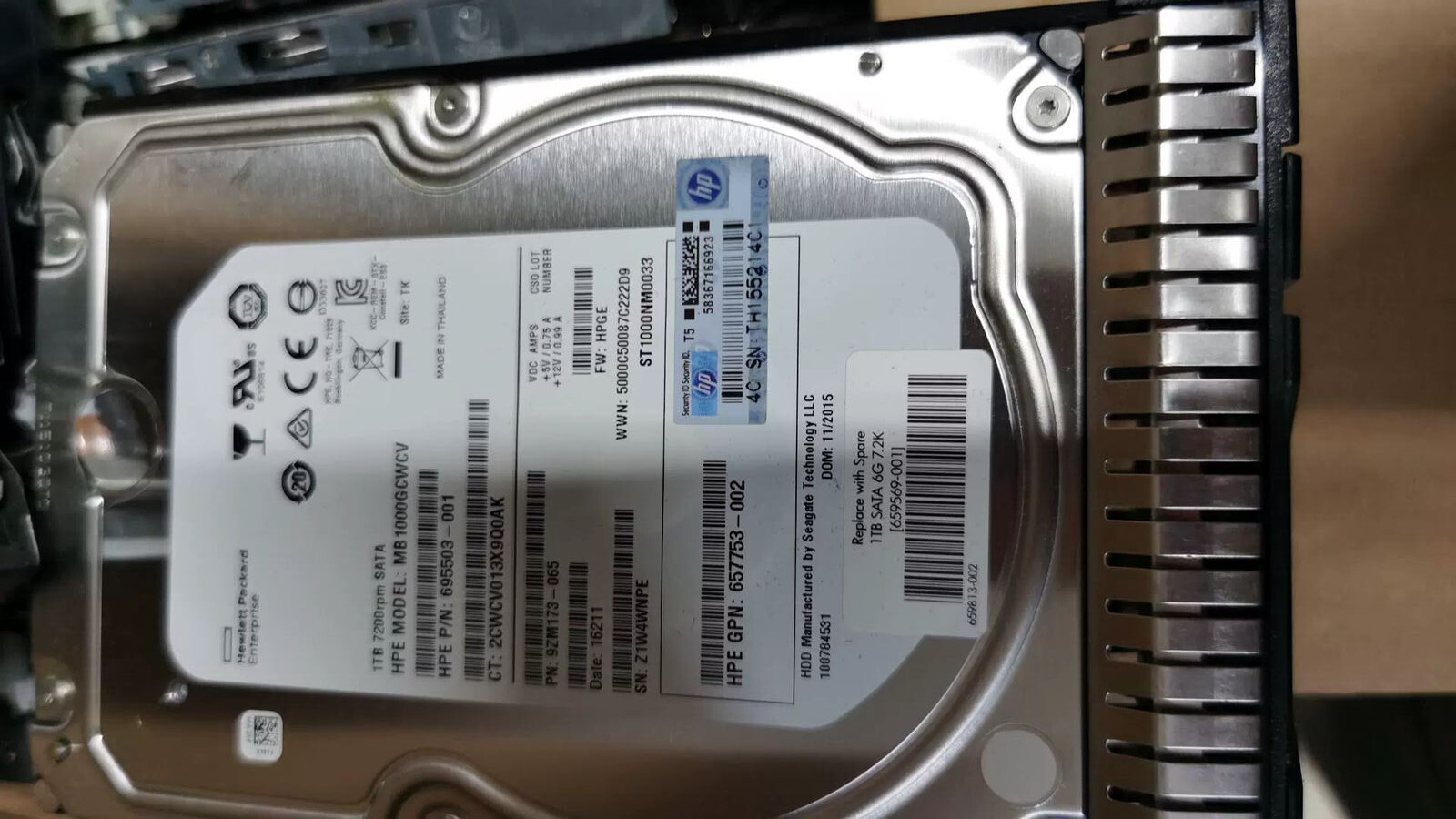 HPE 659337-B21 659569-001 1TB 6G SATA 7.2K LFF 3.5" NHP HDD HPE NEW