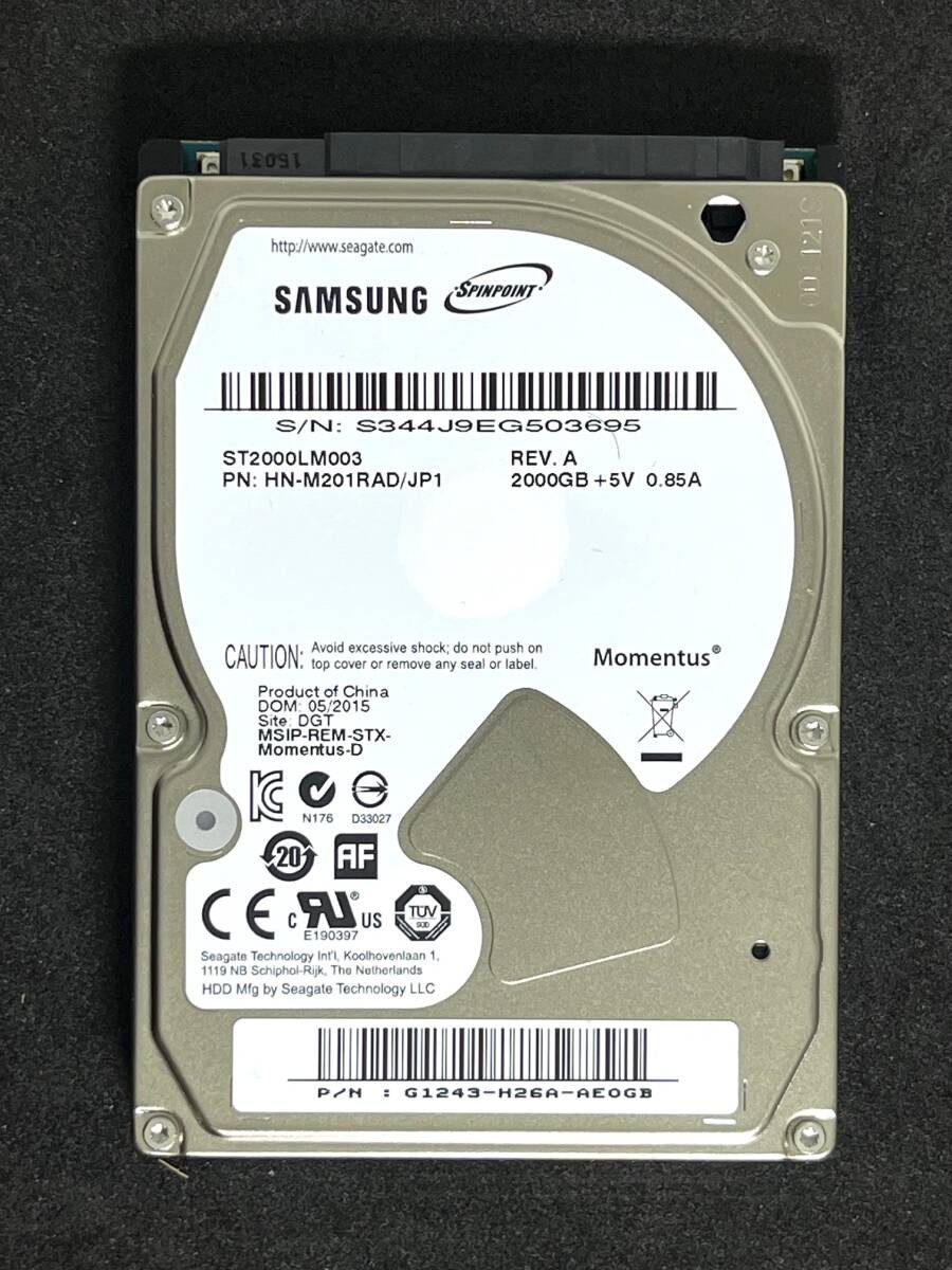 2TB  SAMSUNG ST2000LM003 Low usage Usage time: 154h SEAGATE HN-M201RAD 2.5-inch