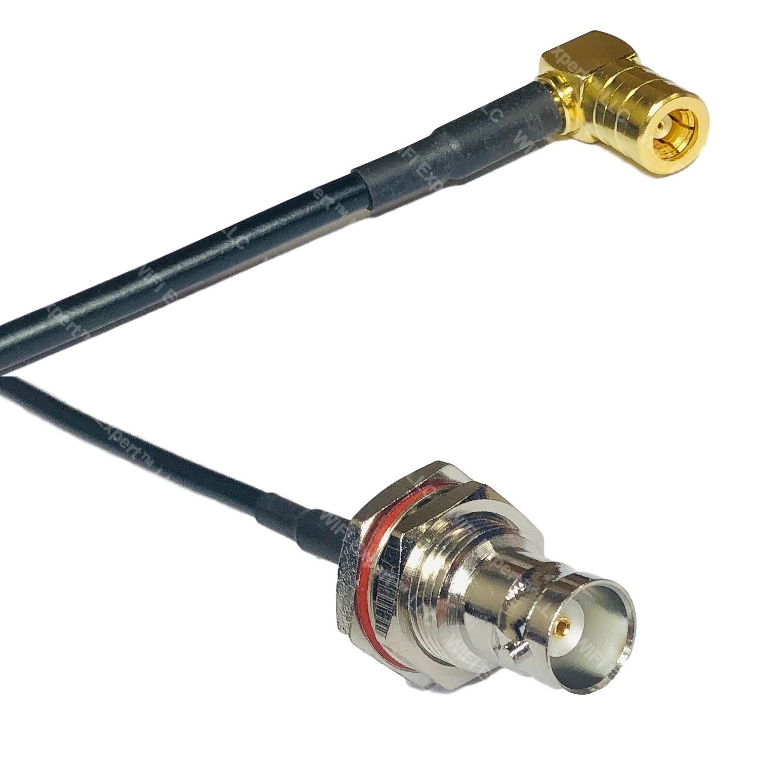 USA-CA RG174 SMB FEMALE ANGLE to BNC FEMALE BIG BULKHEAD Coaxial RF Pigtail Cab