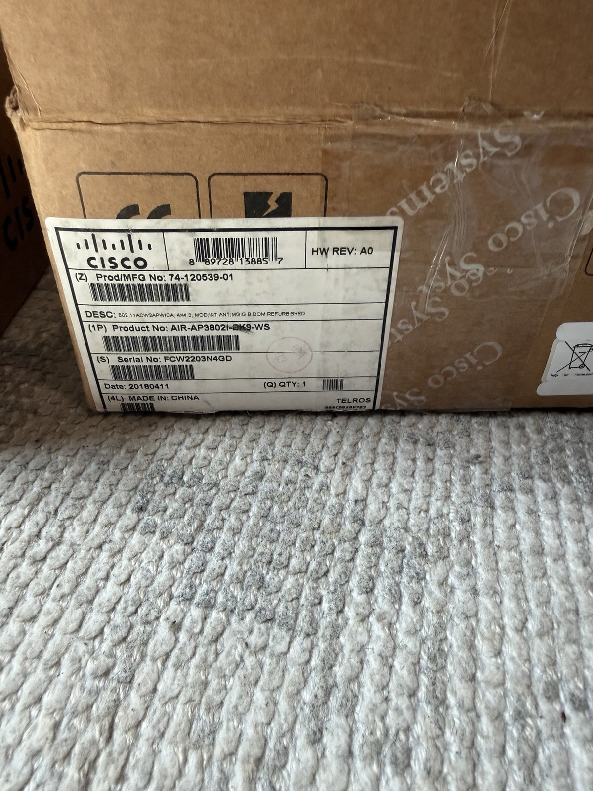 Cisco AIR-AP38021-B-K9 Aironet 3802I - Open Box - Unused