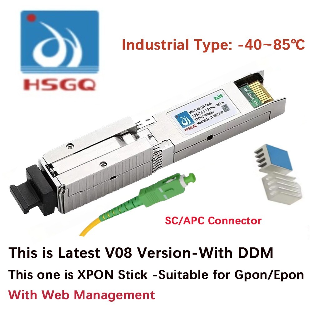 1.25/2.25G 1310nm 20km  XPON ONU Stick With MAC SC HSGQ V08 with DDM XPON